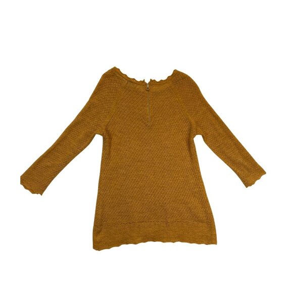 MOTH Sweater Womens Large Yellow Gold Wool Back Zip 3/4 Sleeves‎ - Picture 2 of 7